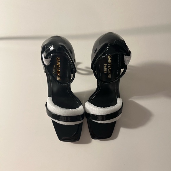 Saint Laurent YSL Opyum Logo Leather Sandals Heels - Picture 3 of 8